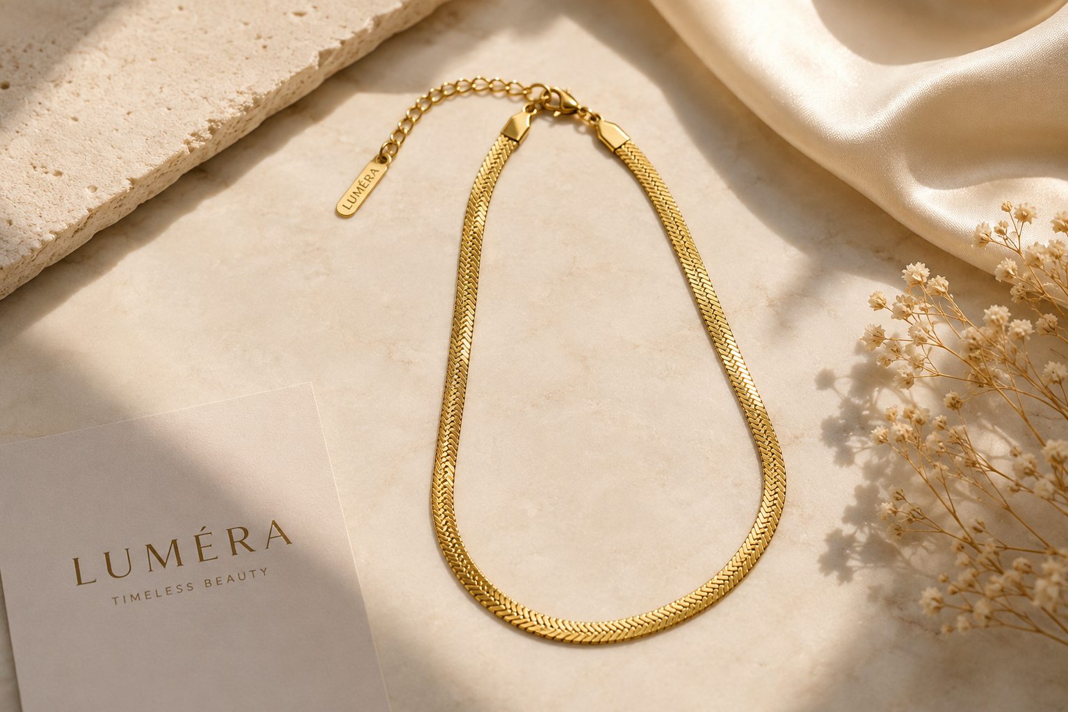 LUMÉRA Herringbone Halskette – 18K vergoldet